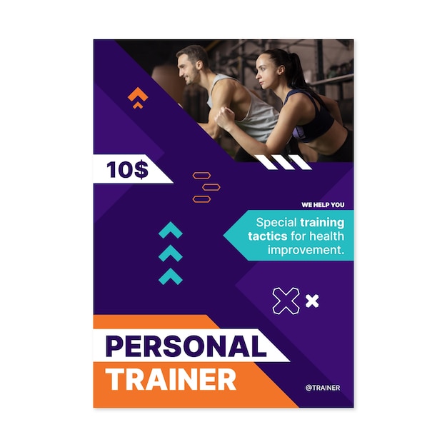 Kostenloser Vektor personal trainer-poster-vorlagendesign