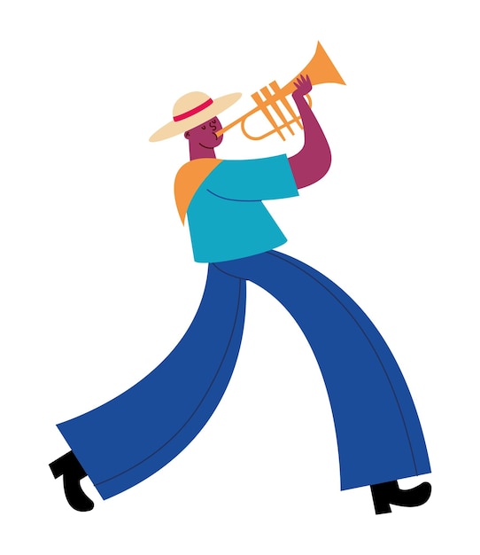 Kostenloser Vektor petronio alvarez festival mann mit trompete