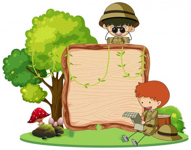 Pfadfinder Und Holzschild Mit Copyspace Kostenlose Vektor