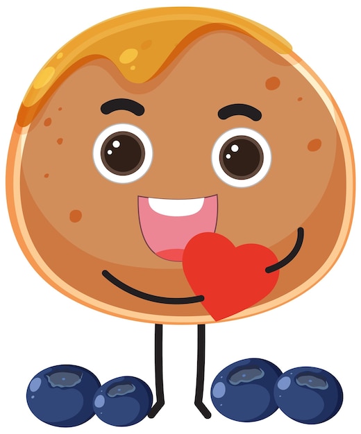 Pfannkuchen-cartoon-figur mit heidelbeere