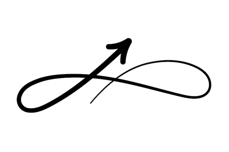 Kostenlose Vektor pfeil-kalligraphie-stil unendliche form