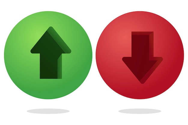 Kostenloser Vektor pfeile nach oben und unten in 3d-kreisen