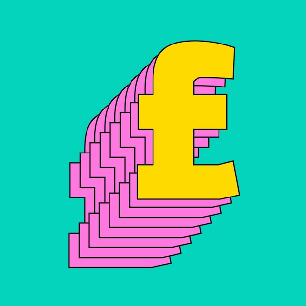Pfund-Symbol geschichtete 3D-Vektorschrift