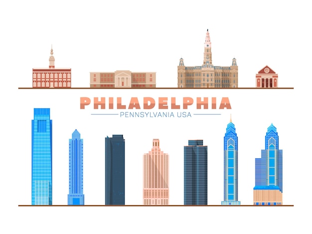 Philadelphia pennsylvania usa wahrzeichen der stadt vector illustration geschäftsreise- und tourismuskonzept mit modernen gebäuden bild für präsentationsbanner-website