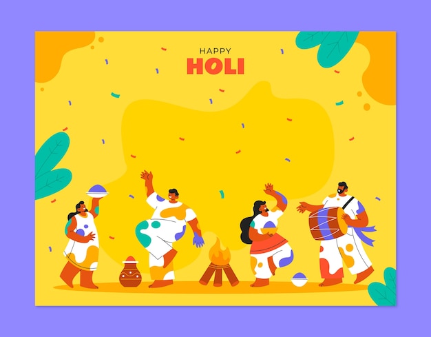 Photocall-vorlage für die feier des holi-festivals