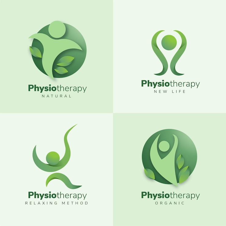 Kostenlose Vektor physiotherapie-logo-sammlung im flachen design