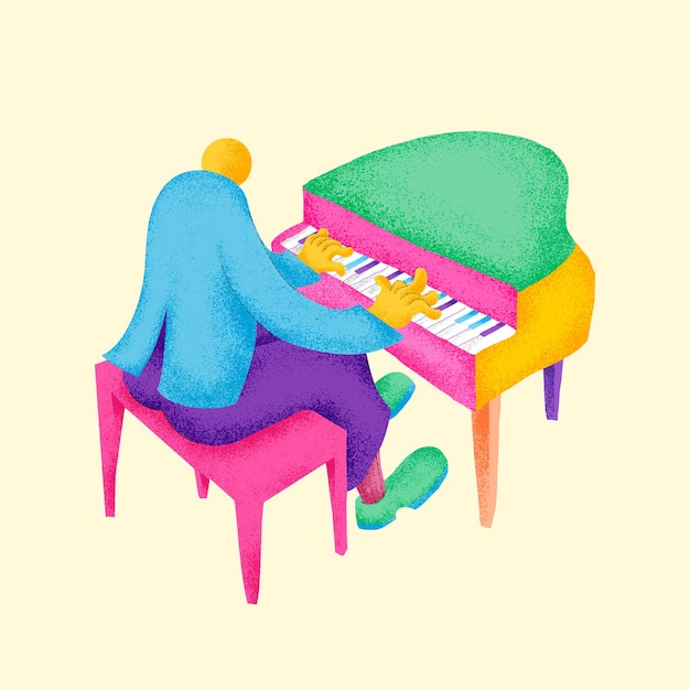 Pianist Aufkleber Vektor bunte Musiker Illustration