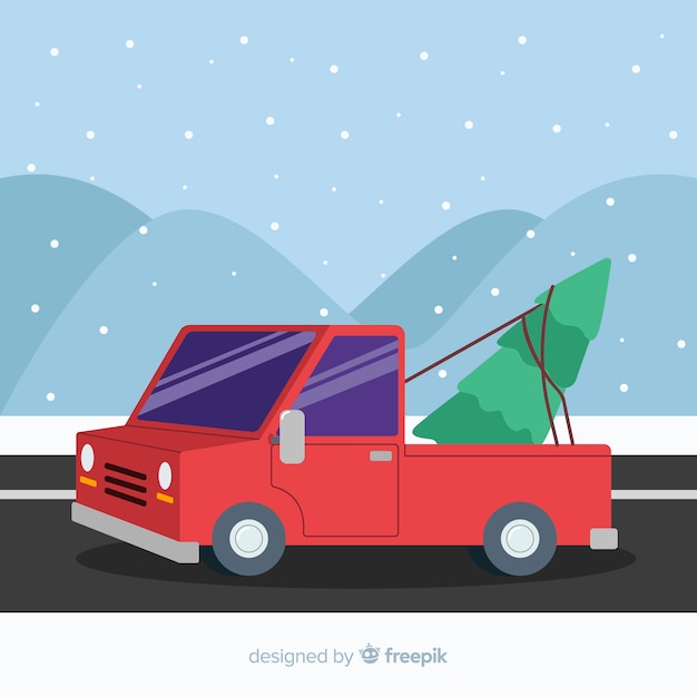 Pick-up lkw mit weihnachtsbaum