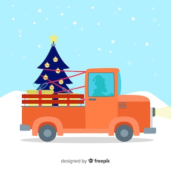 Pick-up lkw mit weihnachtsbaum