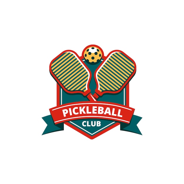 Kostenloser Vektor pickleball-logo-design mit flachem design