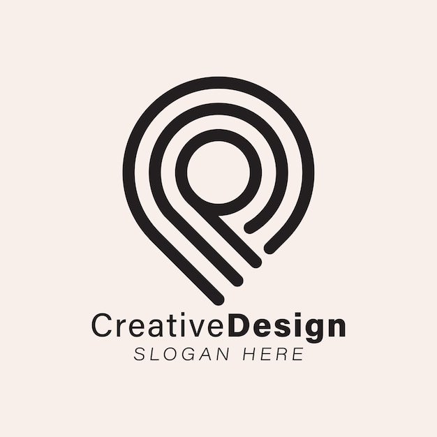 Pin Karte Mono Line Logo Ideen Inspiration Logo Design Vorlage Vektor Illustration isoliert auf weißem Hintergrund