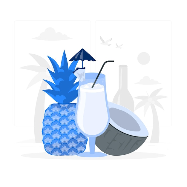 Kostenloser Vektor pina colada konzeptillustration