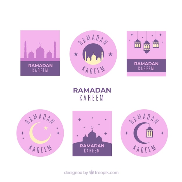 Kostenloser Vektor pink ramadan-label-sammlung