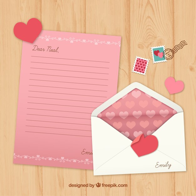 Pink Valentine Brief mit Stempel