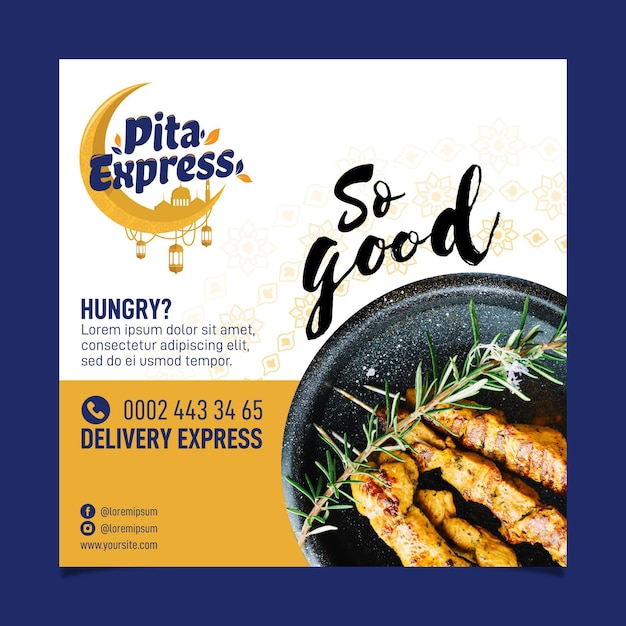 Pita express restaurant so guter quadratischer flyer