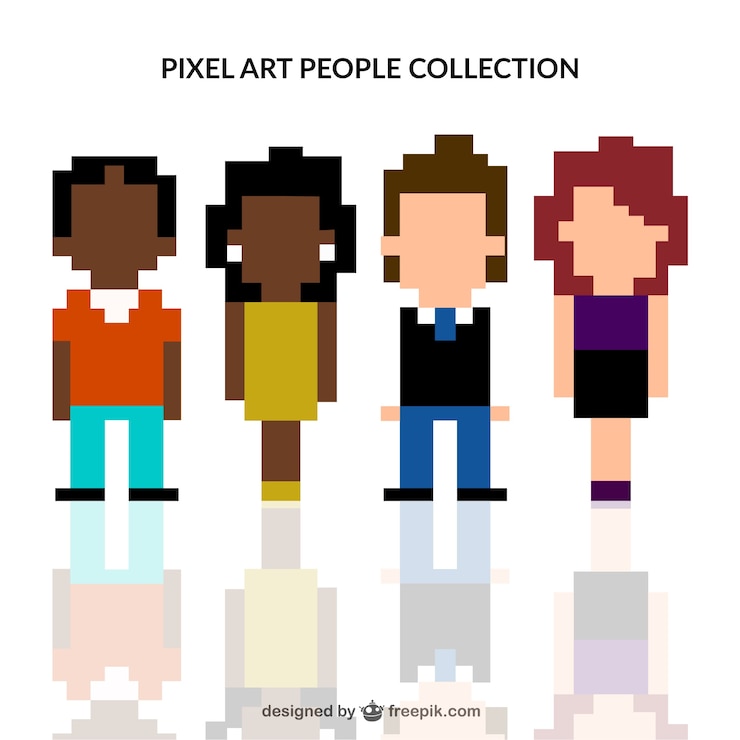 Kostenlose Vektor pixelated menschen sammlung