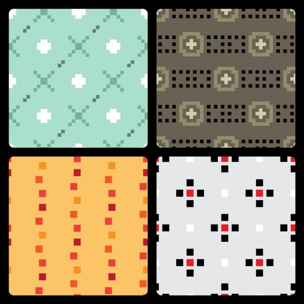 Kostenloser Vektor pixelated pattern set