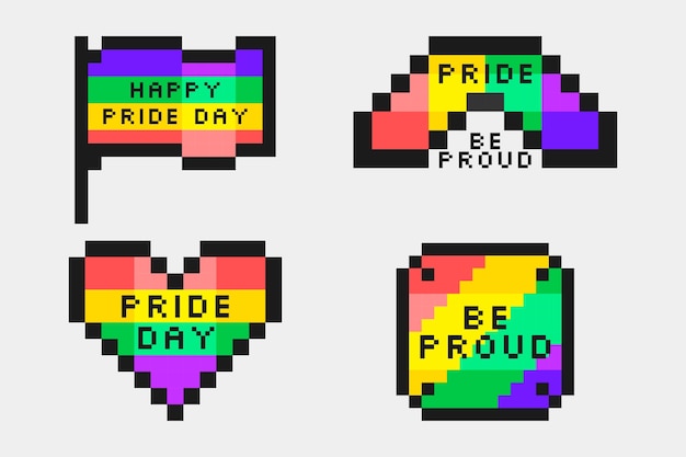 Pixelated pride labels pack