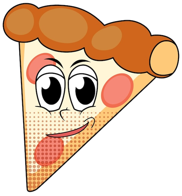 Pizza-cartoon-figur auf weißem hintergrund