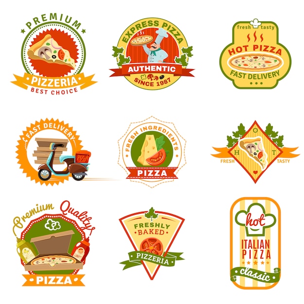 Pizza embleme set