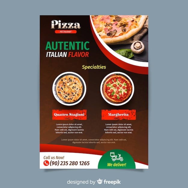 Kostenloser Vektor pizza-flyer-vorlage