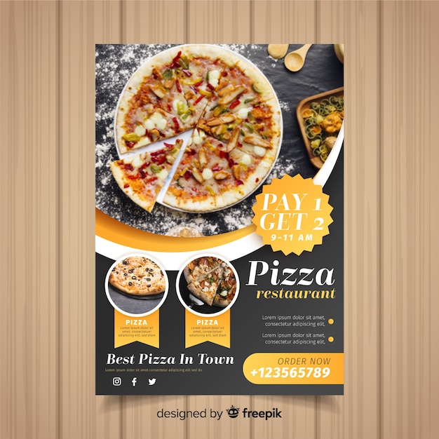 Kostenloser Vektor pizza-flyer-vorlage