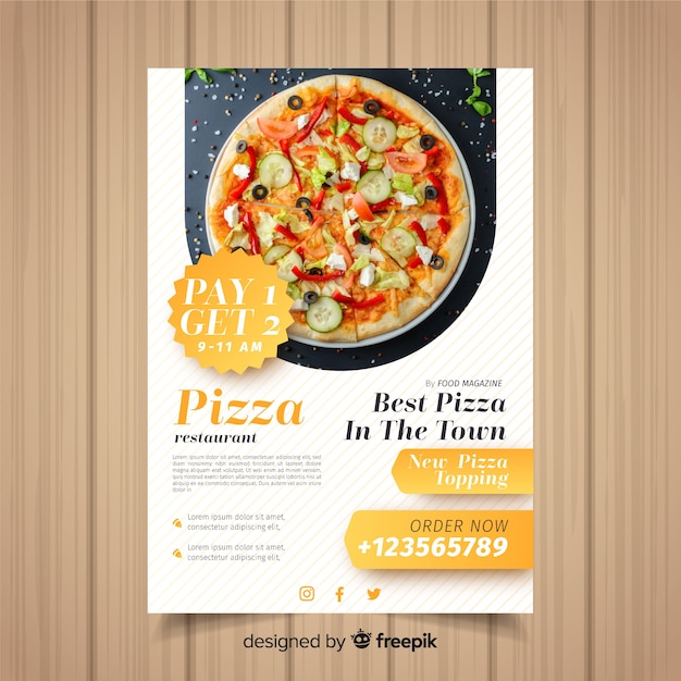 Pizza Flyer Vorlage Kostenlose Vektor