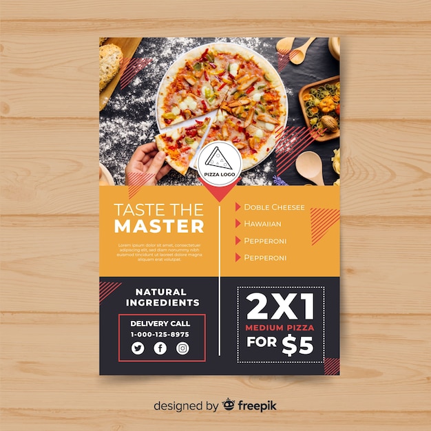 Kostenloser Vektor pizza-flyer-vorlage