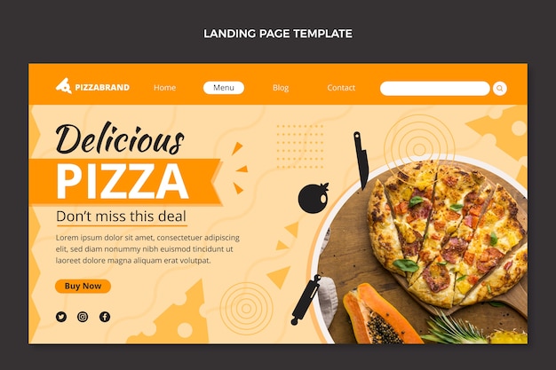 Pizza-landingpage-vorlage im flachen design