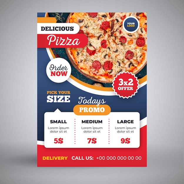 Pizza lieferung flyer vorlage