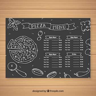 Pizza-menü in kreide-stil