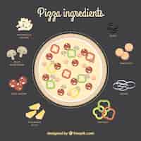 Kostenloser Vektor pizza mit leckeren zutaten in flaches design