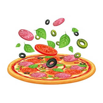 Etiketten Fur Pizza Mit Aquarell Gemalt Kostenlose Vektor