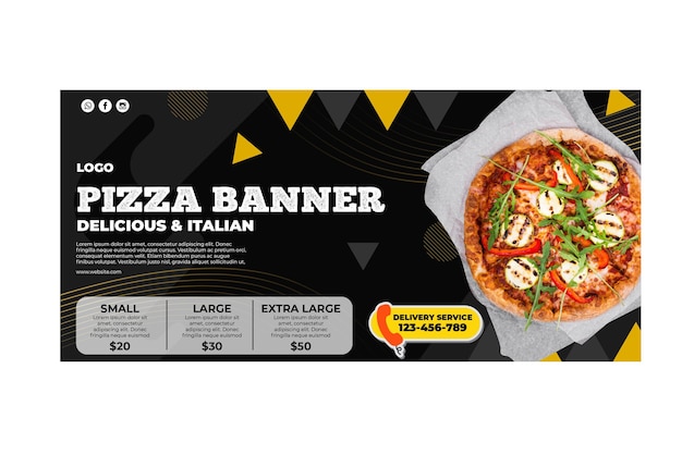Kostenloser Vektor pizza restaurant banner vorlage