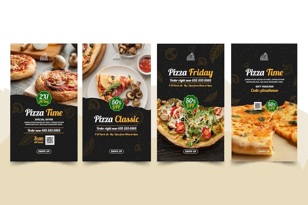 Kostenloser Vektor pizza restaurant instagram geschichten