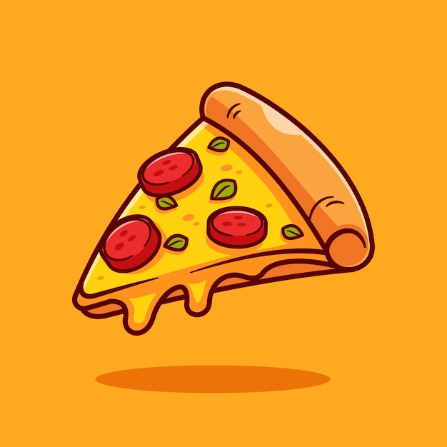 Pizza-schnitt geschmolzenes schwimmendes cartoon-vektor-symbol illustration lebensmittel-objekt-symbol isoliertes flaches vektor