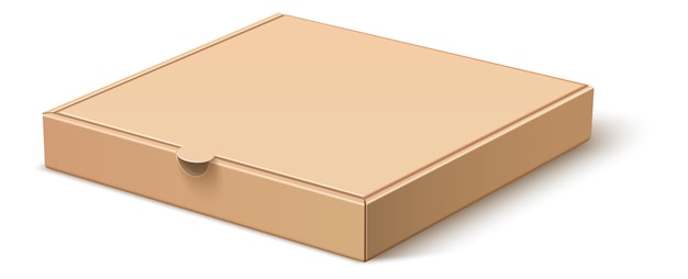 Pizzakarton geschlossen. realistische kartonverpackung. leeres modell isoliert auf weißem hintergrund