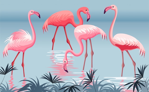 Plakat flamingo. Kostenlosen Vektoren