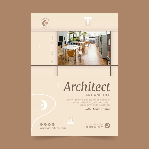 Plakat für Architekturprojekte im flachen Design