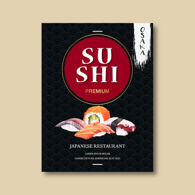 Plakat für die werbung von sushi restaurant.