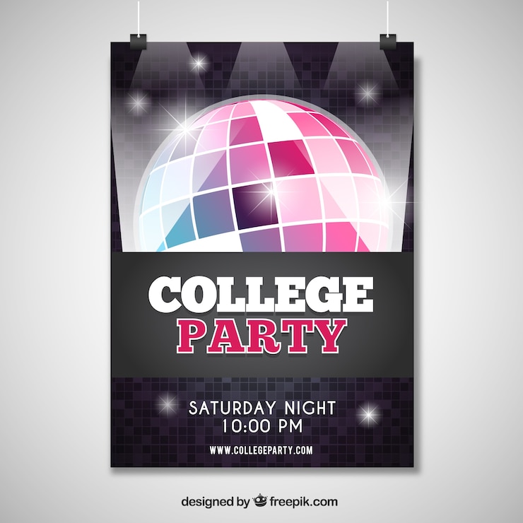 Kostenlose Vektor plakat für eine große college-party