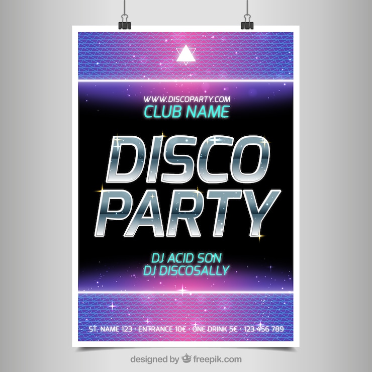 Kostenlose Vektor plakat für eine party disco