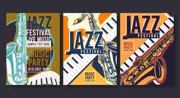 Kostenloser Vektor plakat für jazz kreativer moderner banner-flyer für musikkonzerte und festivals vektorillustration