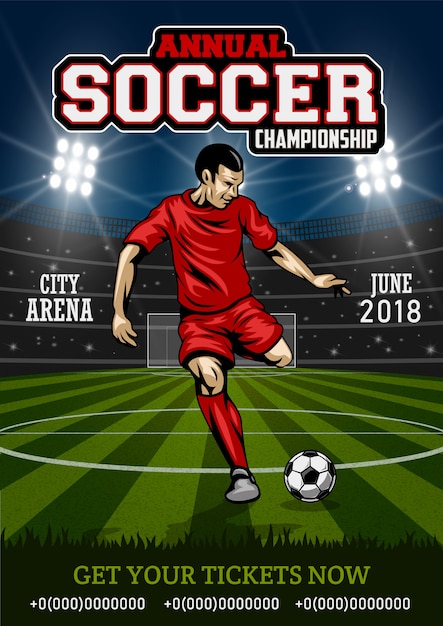 Plakat mit Fußballspieler.