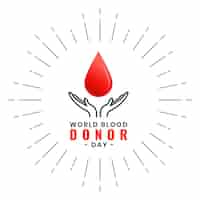 Kostenloser Vektor plakat zum weltblutspendetag mit der hand, die den blutstropfen rettet