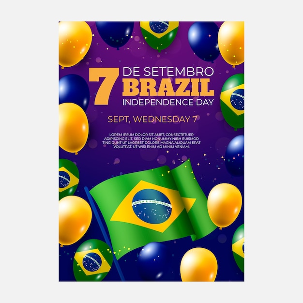 Kostenloser Vektor plakatdesign zum unabhängigkeitstag brasiliens