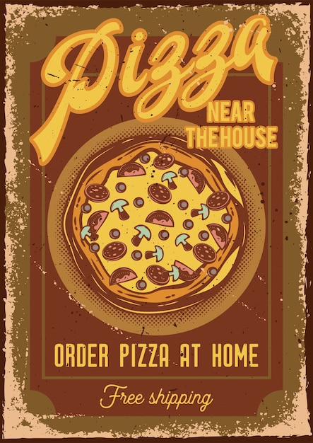 Plakatentwurf mit Illustration einer Pizza