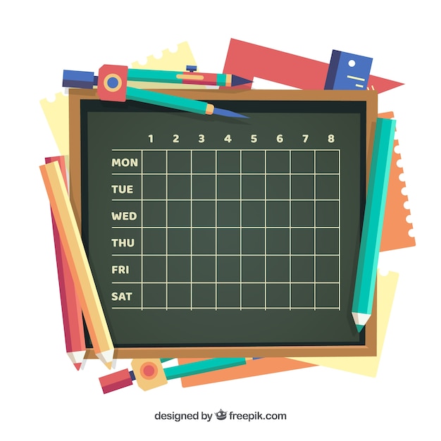 Kostenloser Vektor plan auf der tafel und materialien