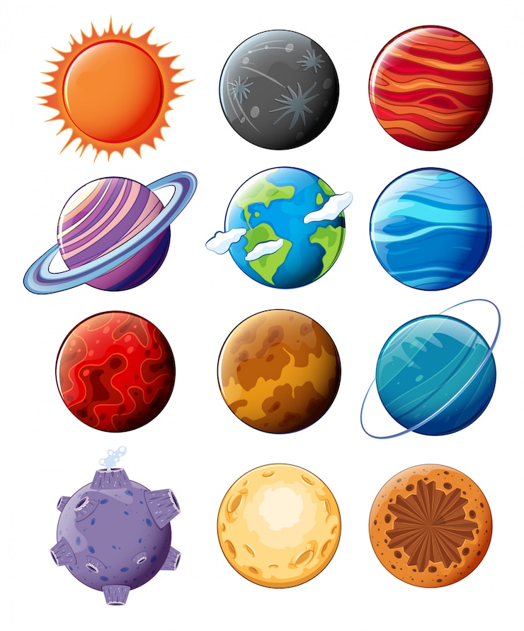 Kostenlose Vektor planeten in der galaxie