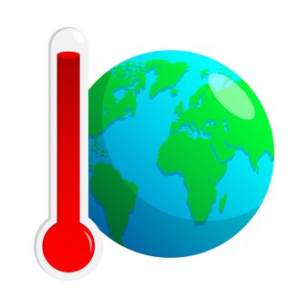 Planetenerde mit thermometer konzept der globalen erwärmung